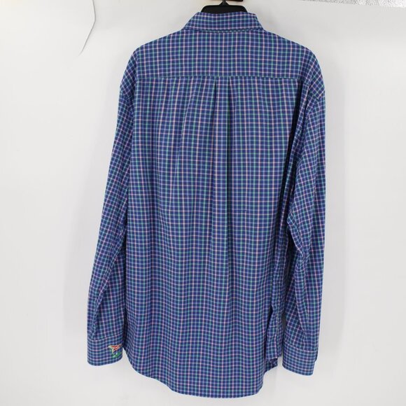 Peter Millar Wicking Shirt Mens L golf Performance Button Up Plaid Long Sleeve - Picture 7 of 11